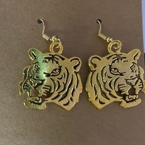 Gold tiger earrings